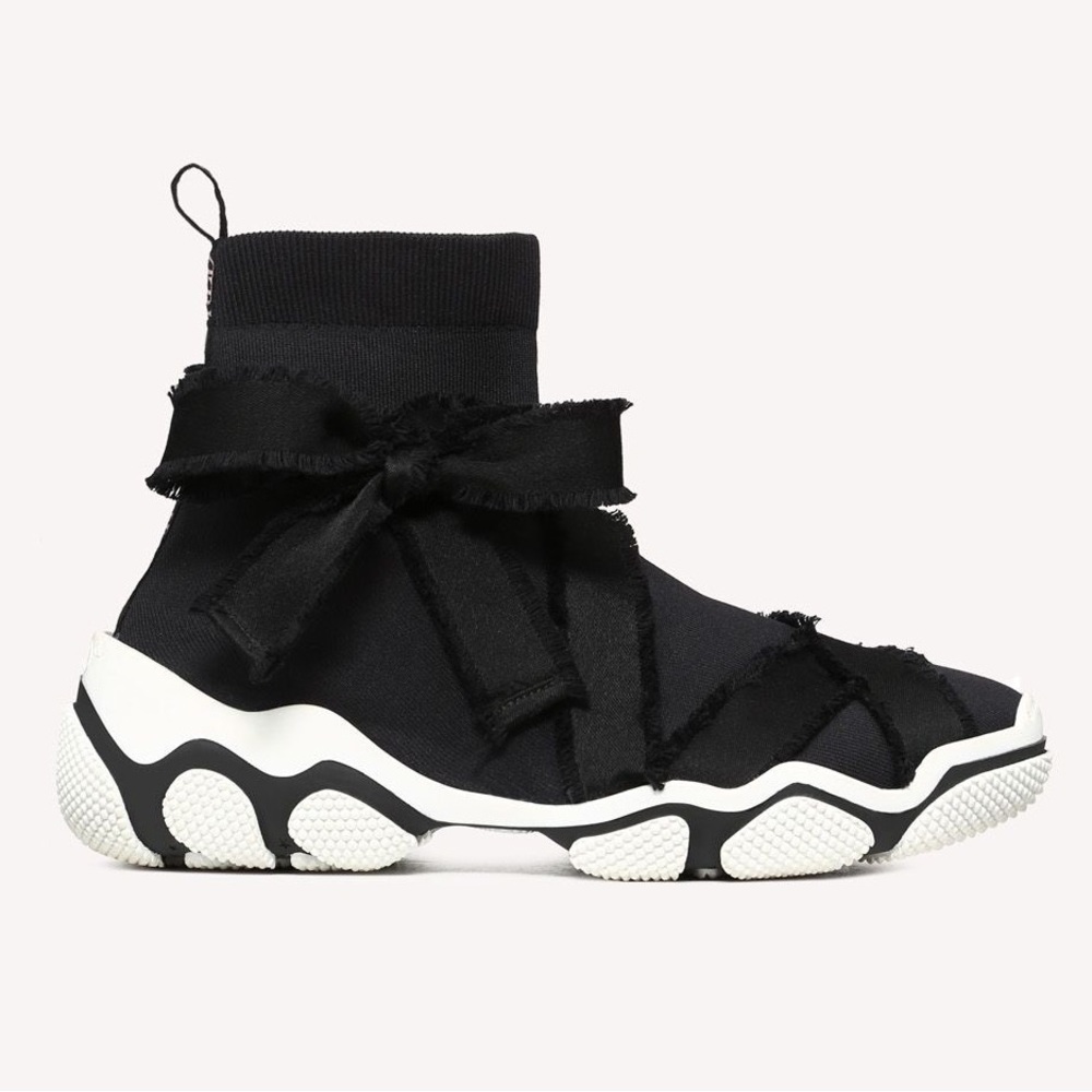 RED(V) Glam Run metallic stretch-knit high-top sneakers